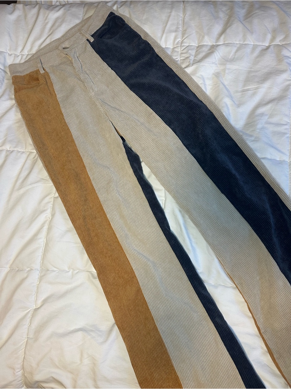 Women’s Multicolor Corduroy Stripe Pants - Beige, Navy & Brown